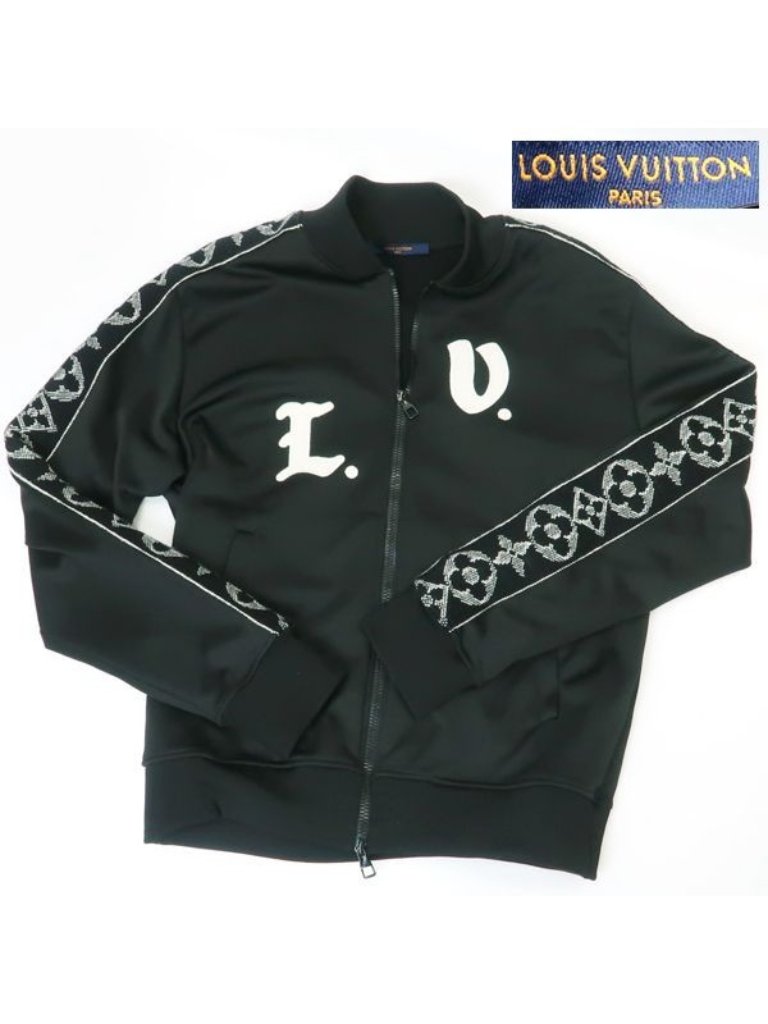 Louis Vuitton Track Top 1 A978 D Flower Band M Jersey Black